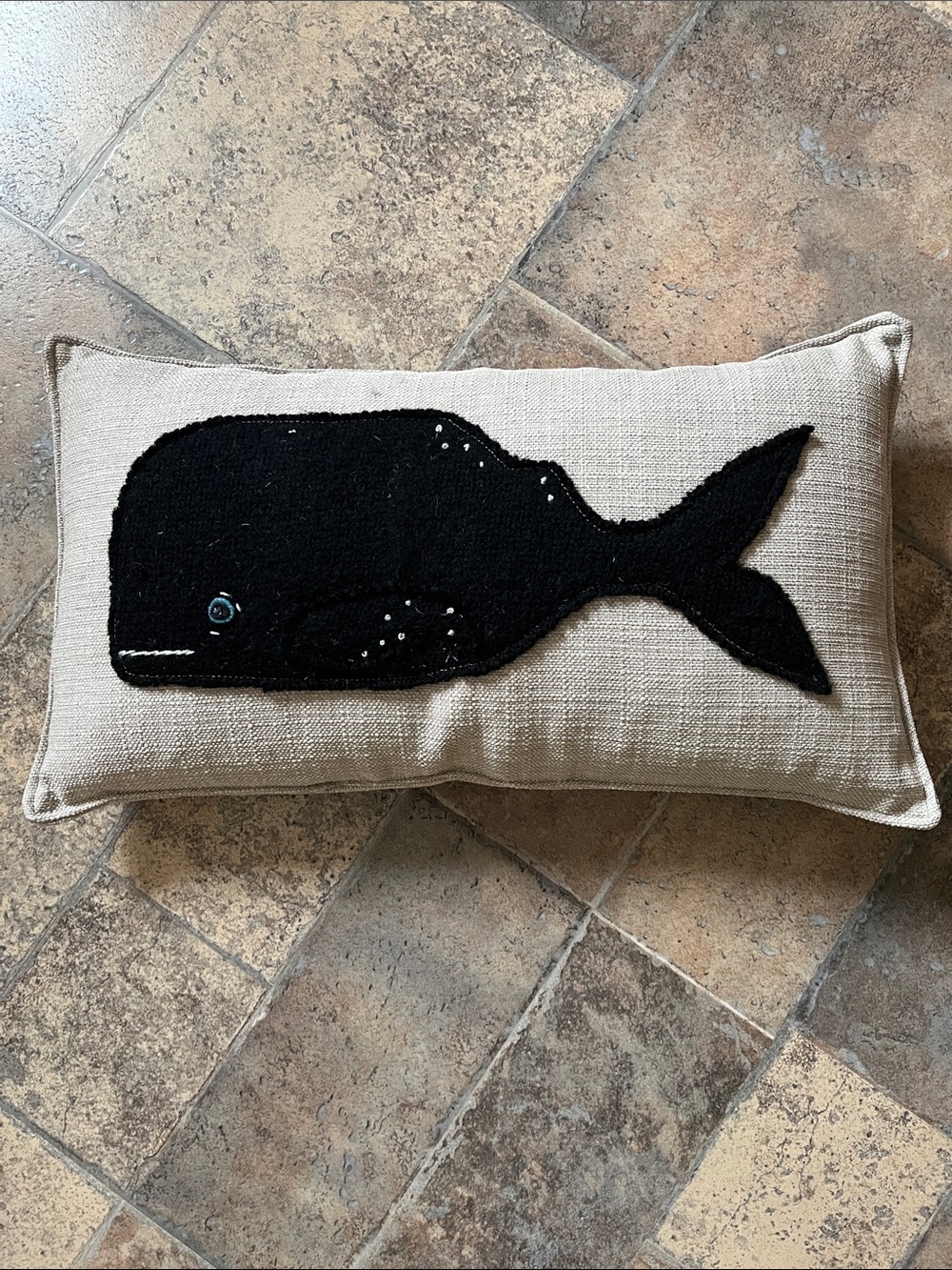Handmade Wool Whale Pillow
